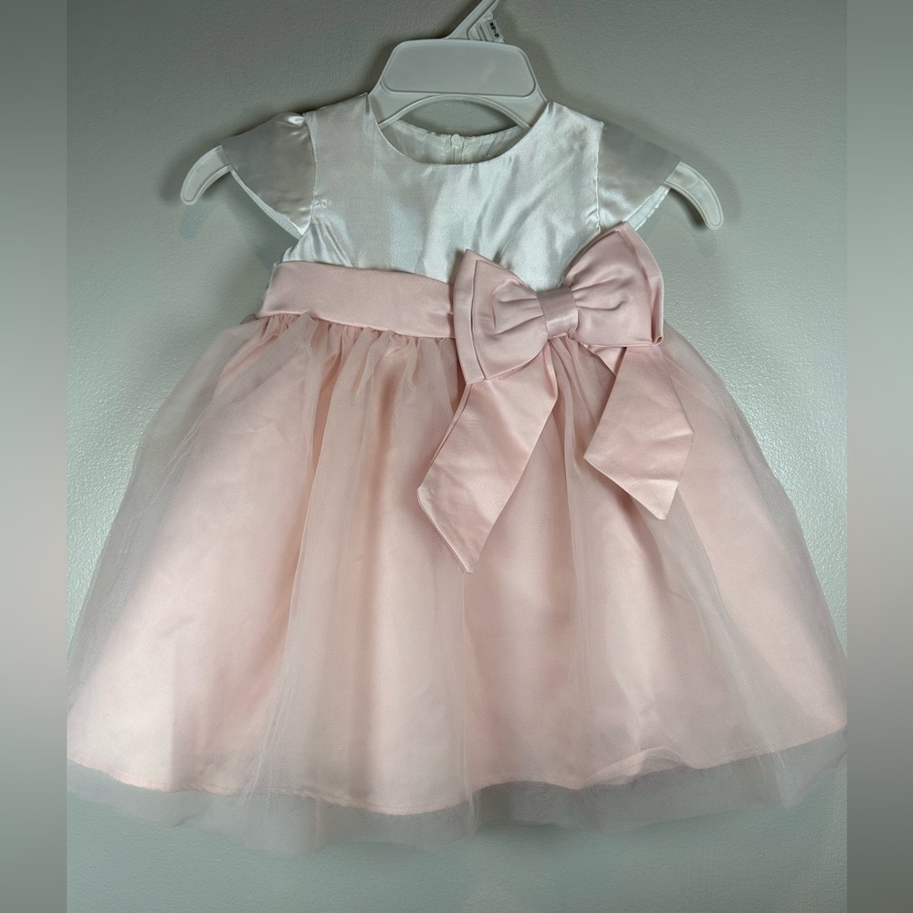 Rare Editions Pink and White Baby Dress